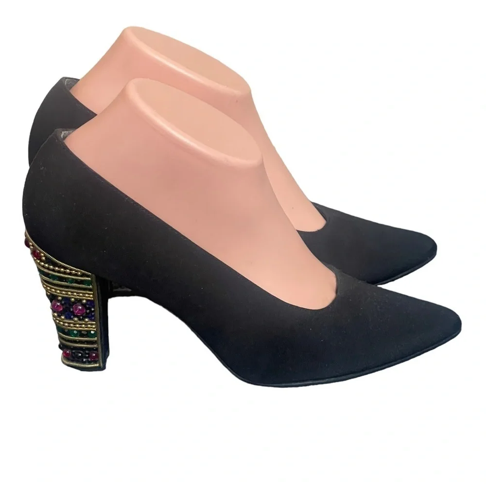 STUART WEITZMAN VINTAGE SHOES JEWELED‎ HEELS SPAIN 8B EVENING